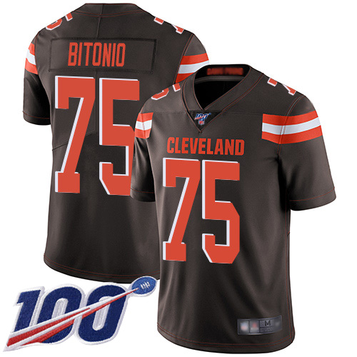 Cleveland Browns Joel Bitonio Men Brown Limited Jersey #75 NFL Football Home 100th Season Vapor Untouchable
